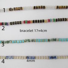 bracelet rondelle pierre 4mm Acier inoxydable doré