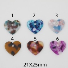 10 Pcs Coeurs Acétate 21x25mm