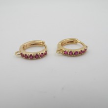 10 pcs 13mm rhinestone hoop earrings gold-plated