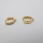 2 pcs 13mm rhinestone hoop earrings gold-plated