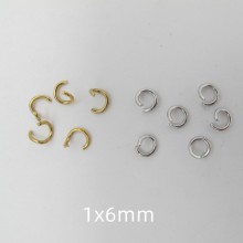 Open rings 1x6mm stainless steel