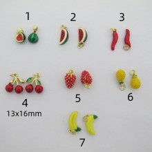 10 Pcs Fruit charms Gold-plated