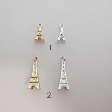 50 Metal Eiffel Tower Pendant 16x7mm/25x9mm